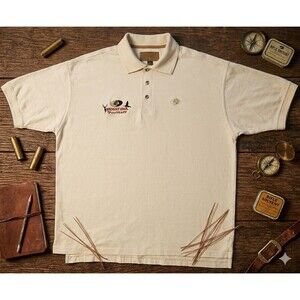 Mossy Oak Apparel Prospector Polo Men’s 2XL Beige Pro Staff Embroidered 2772